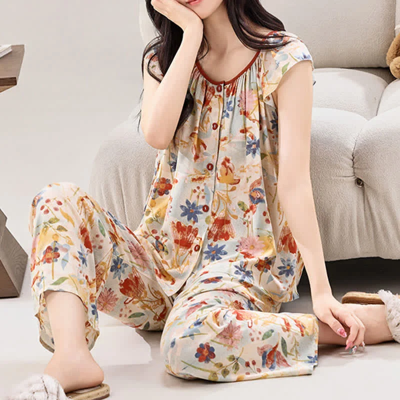 Loungewear-Set im rustikalen Stil mit Blumenmuster