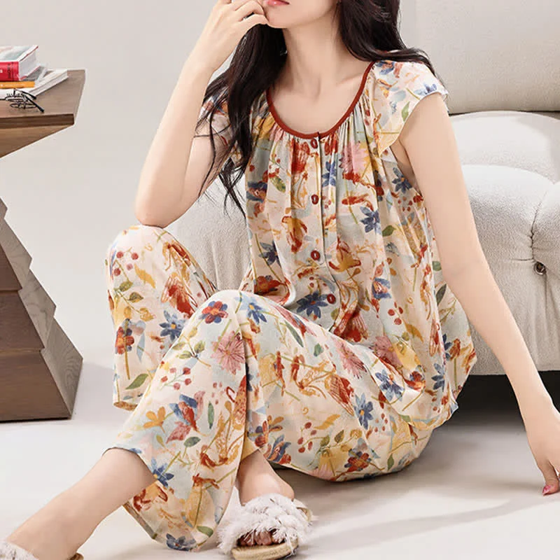 Loungewear-Set im rustikalen Stil mit Blumenmuster