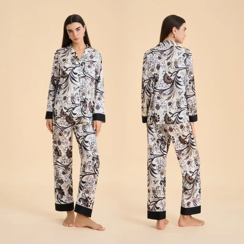 Vintage-Pyjama-Set mit Ranken- und Blumenmuster