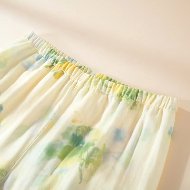Pyjama-Set aus Baumwollgaze mit Blumenmuster und Rüschen
