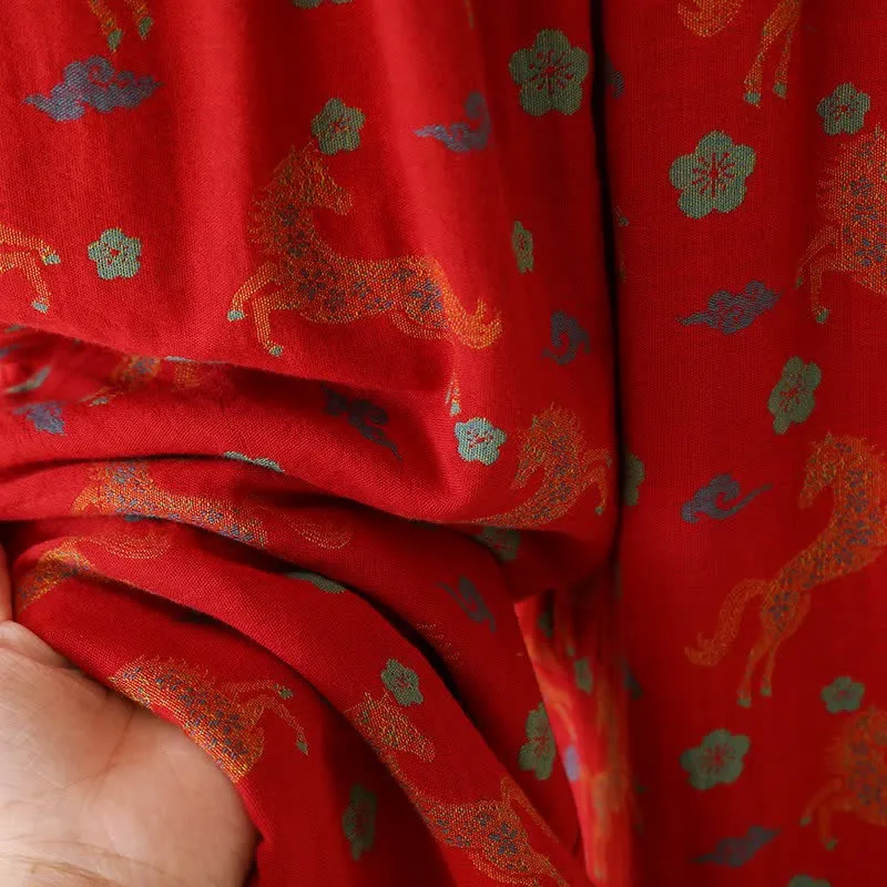 Loungewear-Set aus Baumwollgaze mit Pferdemotiv und Blumenmuster