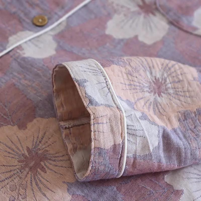 Loungewear-Set aus Baumwolle mit Kirschblüten-Jacquardmuster
