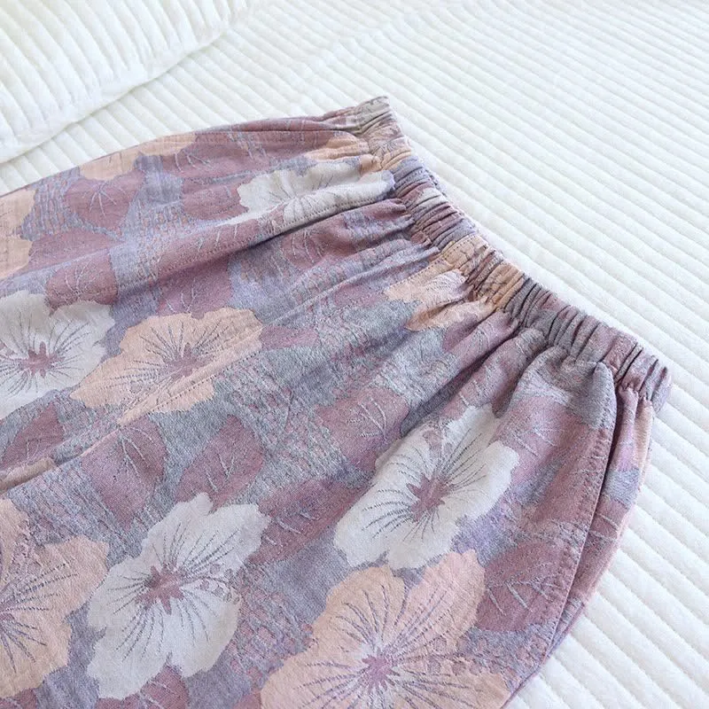 Loungewear-Set aus Baumwolle mit Kirschblüten-Jacquardmuster