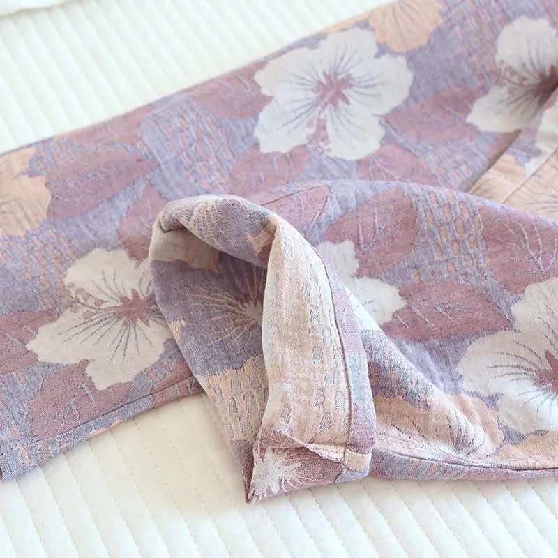 Loungewear-Set aus Baumwolle mit Kirschblüten-Jacquardmuster
