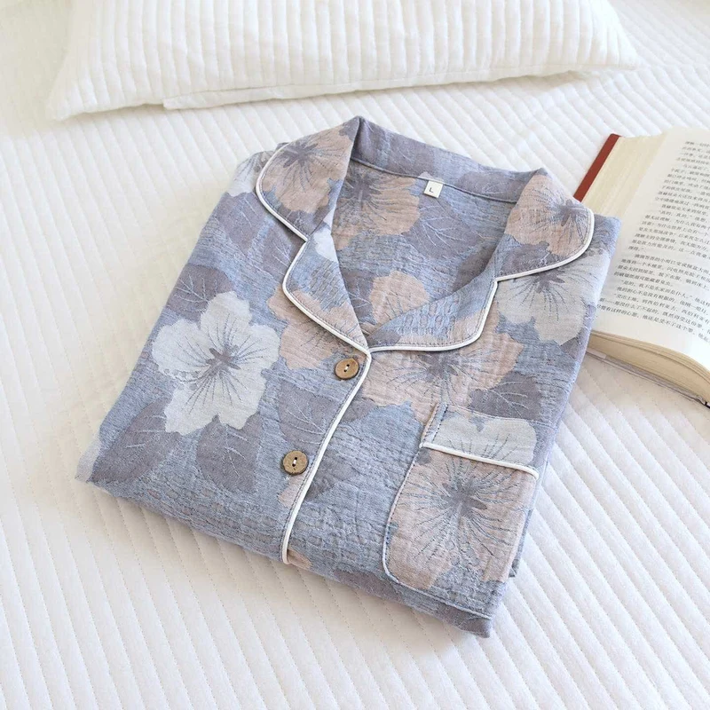 Loungewear-Set aus Baumwolle mit Kirschblüten-Jacquardmuster