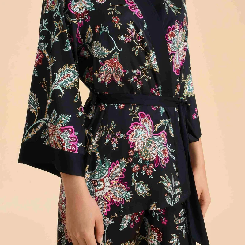Luxuriöses Kimono-Loungewear-Set in Dunkelblau