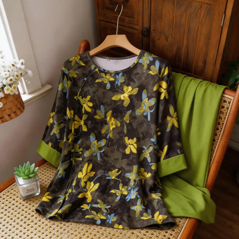 Retro-Pyjama-Set mit Blumenmuster im orientalischen Stil