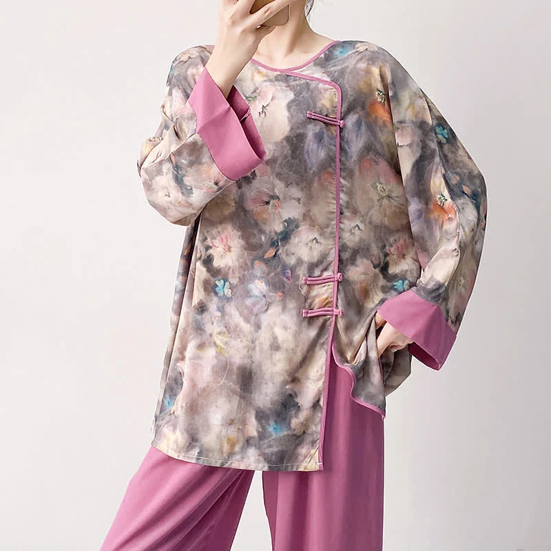 Künstlerisches Loungewear-Set mit floralem, orientalisch inspiriertem Muster