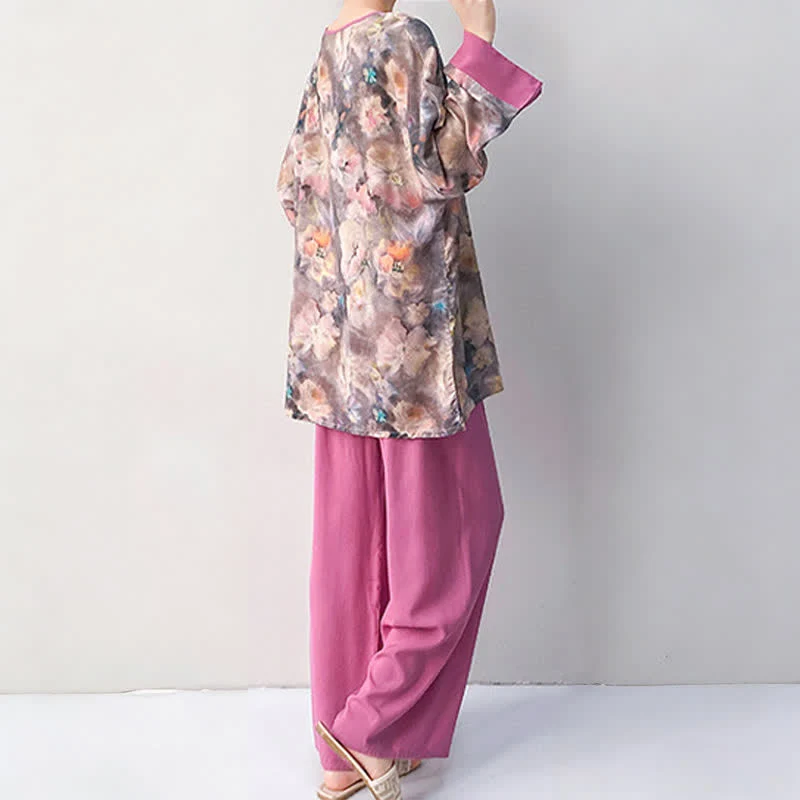 Künstlerisches Loungewear-Set mit floralem, orientalisch inspiriertem Muster