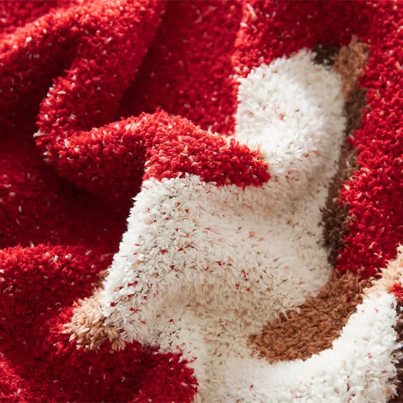 Ownkoti Festliche, weiche Strickdecke mit Pferdemotiv