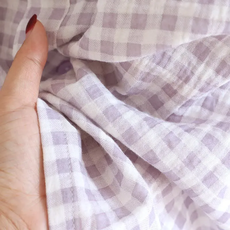 Pyjama-Set aus Baumwolle mit Rüschenärmeln und Vichy-Karo