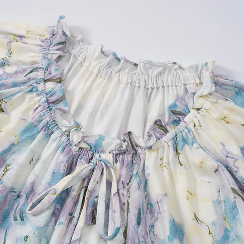 Pyjama-Set aus Baumwolle mit Aquarellblumenmuster