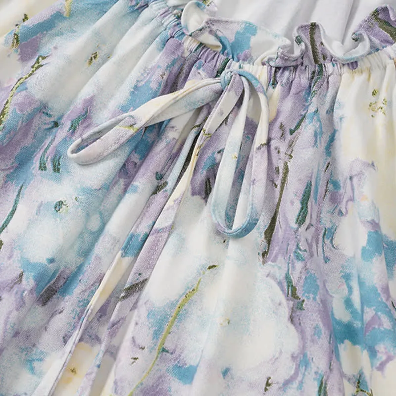 Pyjama-Set aus Baumwolle mit Aquarellblumenmuster