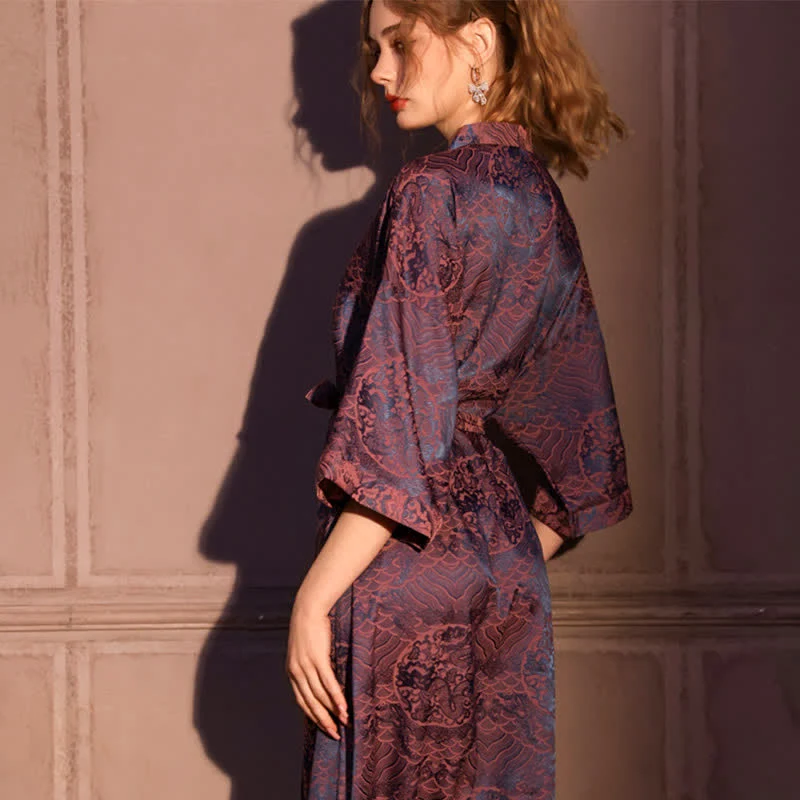 Robe mit abstraktem Muster und 3/4-Ärmeln