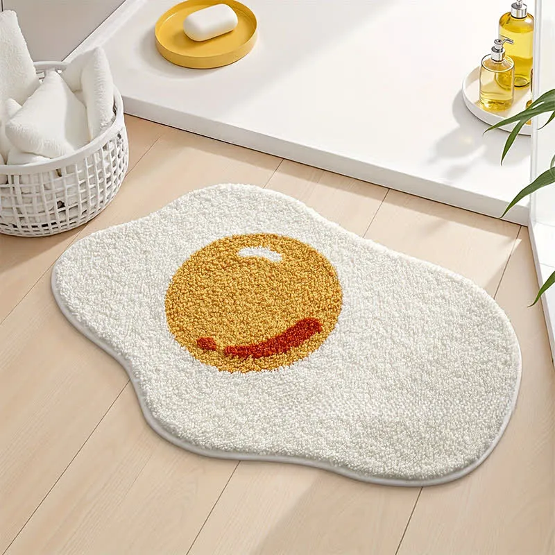 beflockter Teppich in Form eines Spiegeleis