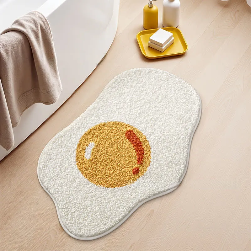 beflockter Teppich in Form eines Spiegeleis