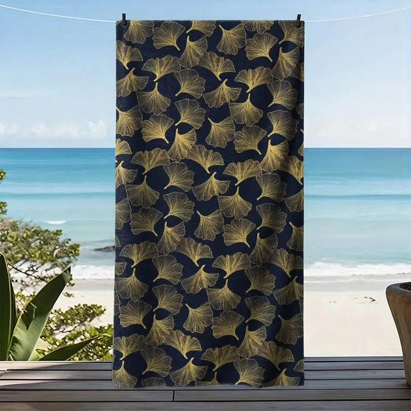 Künstlerisches Linienkunst-Ginkgo-Strandtuch