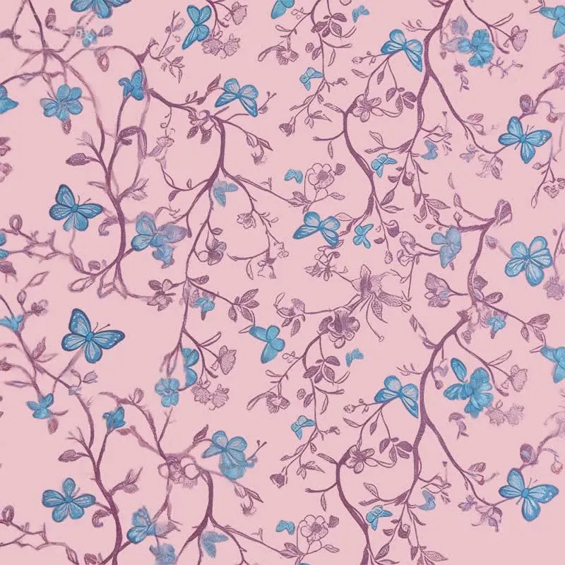 Strandtuch mit Landhausstil, Blumenmuster und Schmetterlingen