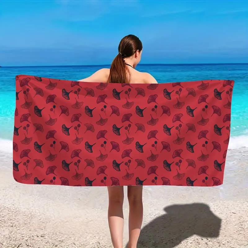 Strandtuch mit botanischem Ginkgoblatt