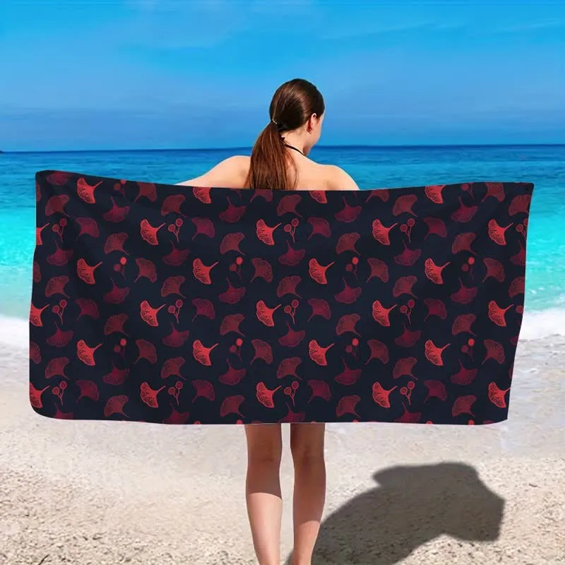 Strandtuch mit botanischem Ginkgoblatt