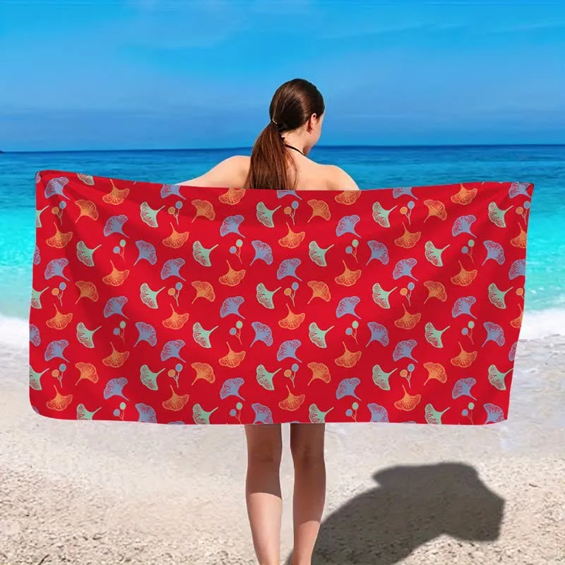 Strandtuch mit botanischem Ginkgoblatt