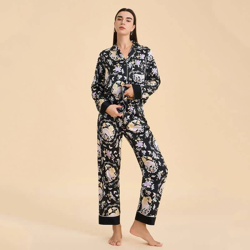 Pyjama-Set mit orientalischem Qilin-Print
