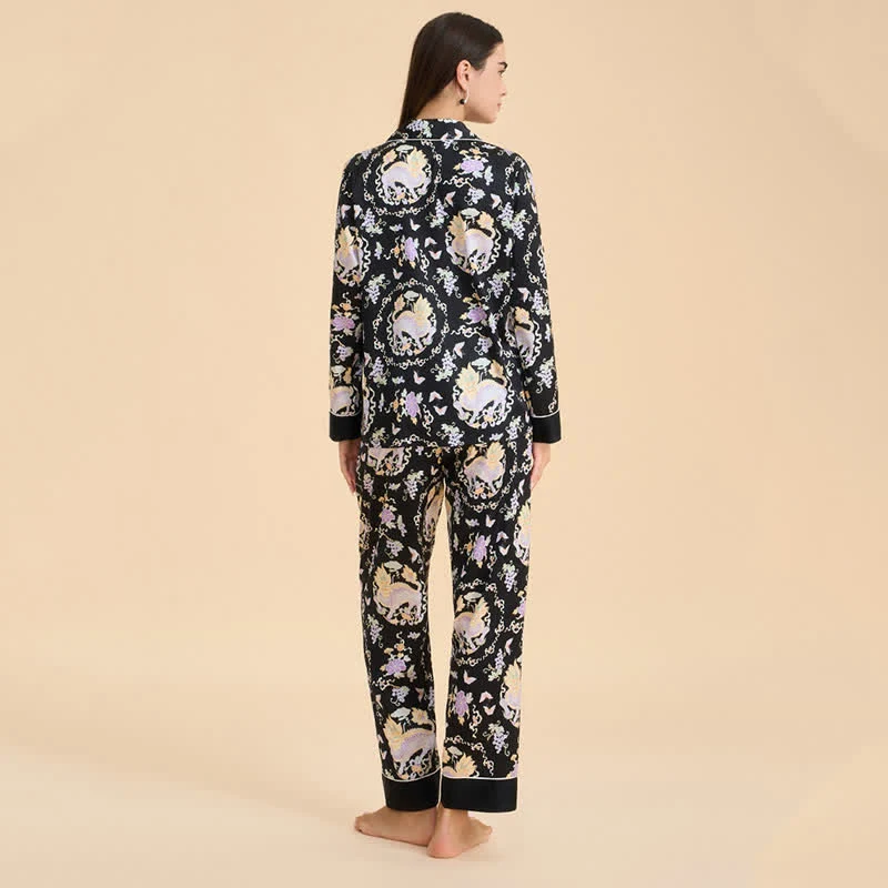 Pyjama-Set mit orientalischem Qilin-Print