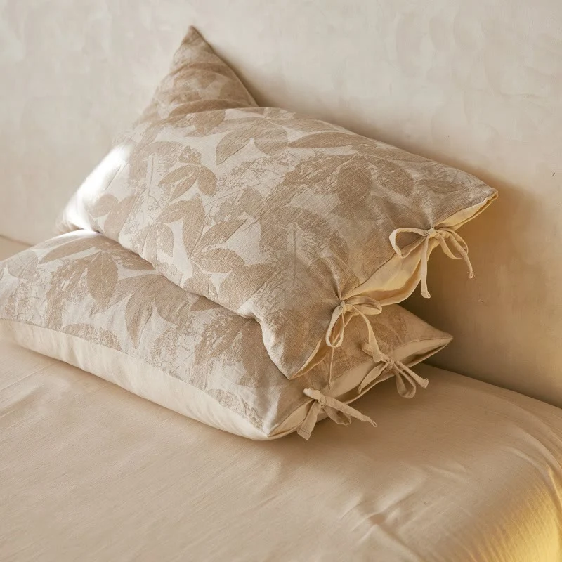 Kissenbezüge mit botanischem Blattmuster und Jacquard-Print (2 Stück)