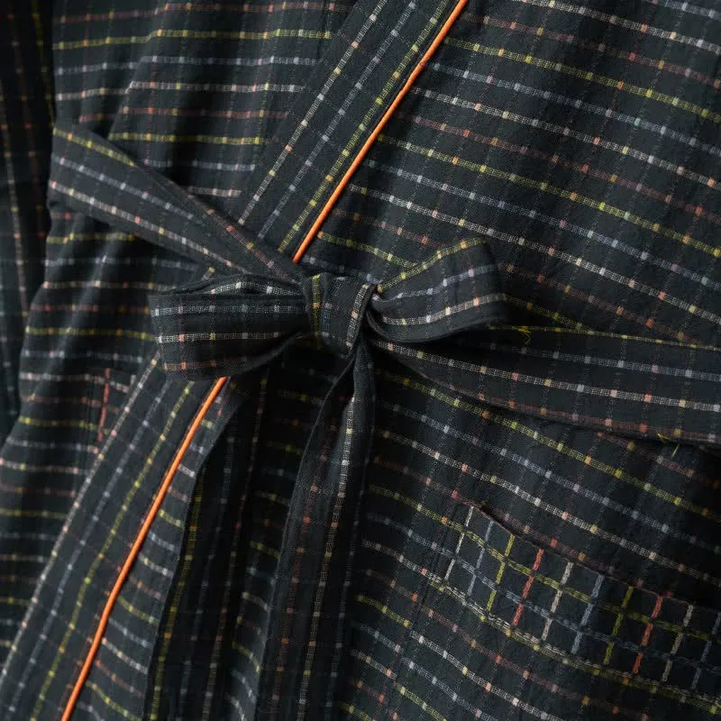 Karierte Kimono-Yukata-Robe aus Bio-Baumwolle
