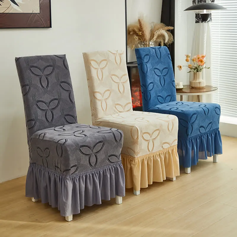 Stuhlhusse aus einfarbigem Stretch-Jacquard