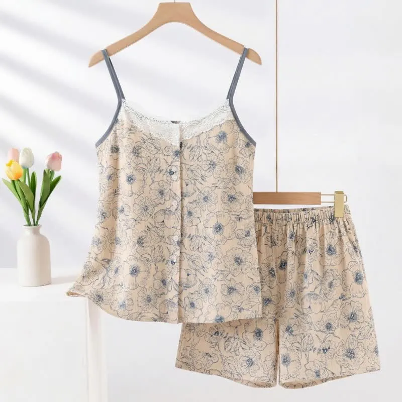 Ärmelloses Pyjama-Set mit Blumenmuster von Artistic Line