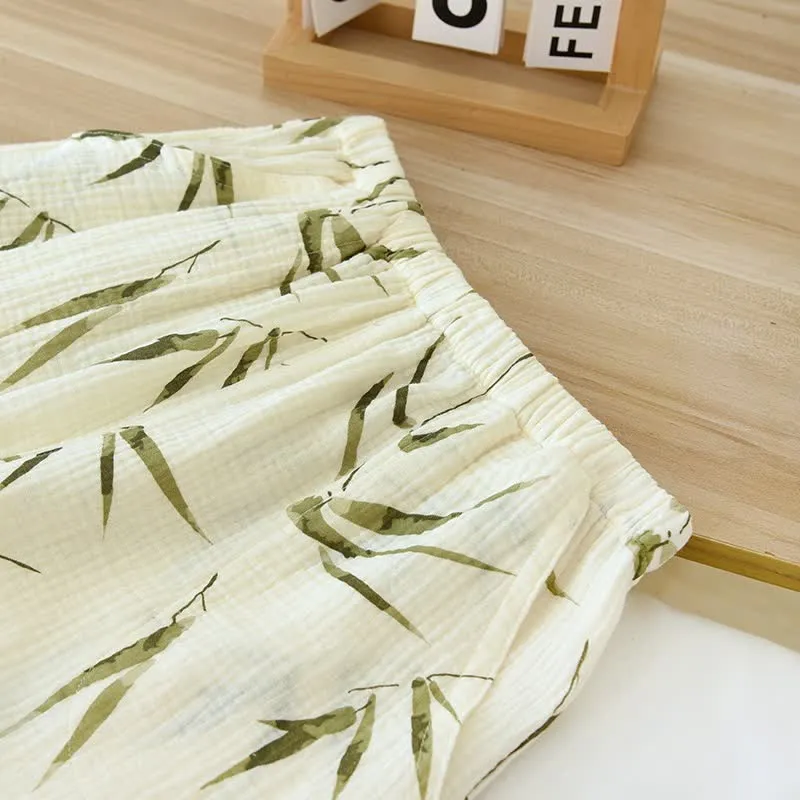 Pyjama-Set aus Baumwolle mit botanischem Bambusdruck
