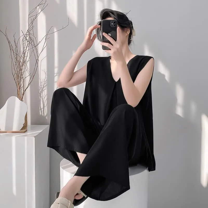 Pyjama-Set aus Tanktop und Hose in Unifarbe