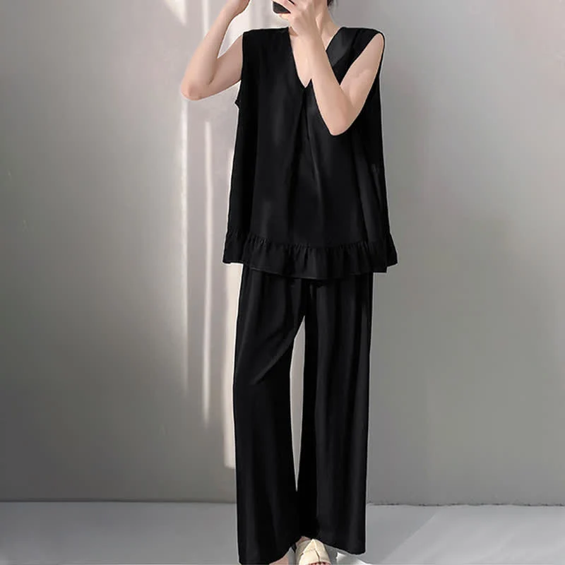 Pyjama-Set aus Tanktop und Hose in Unifarbe