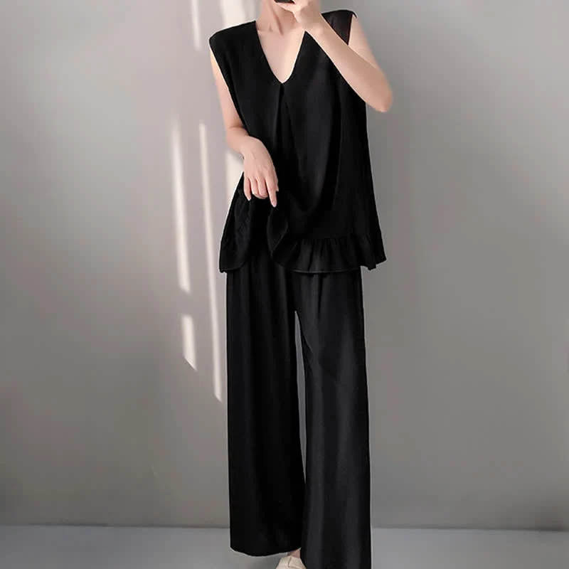 Pyjama-Set aus Tanktop und Hose in Unifarbe
