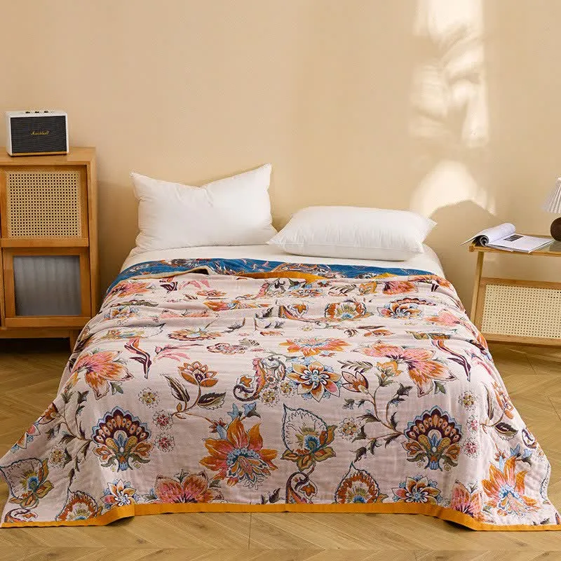 Sofadecke aus reiner Baumwolle mit Blumenmuster