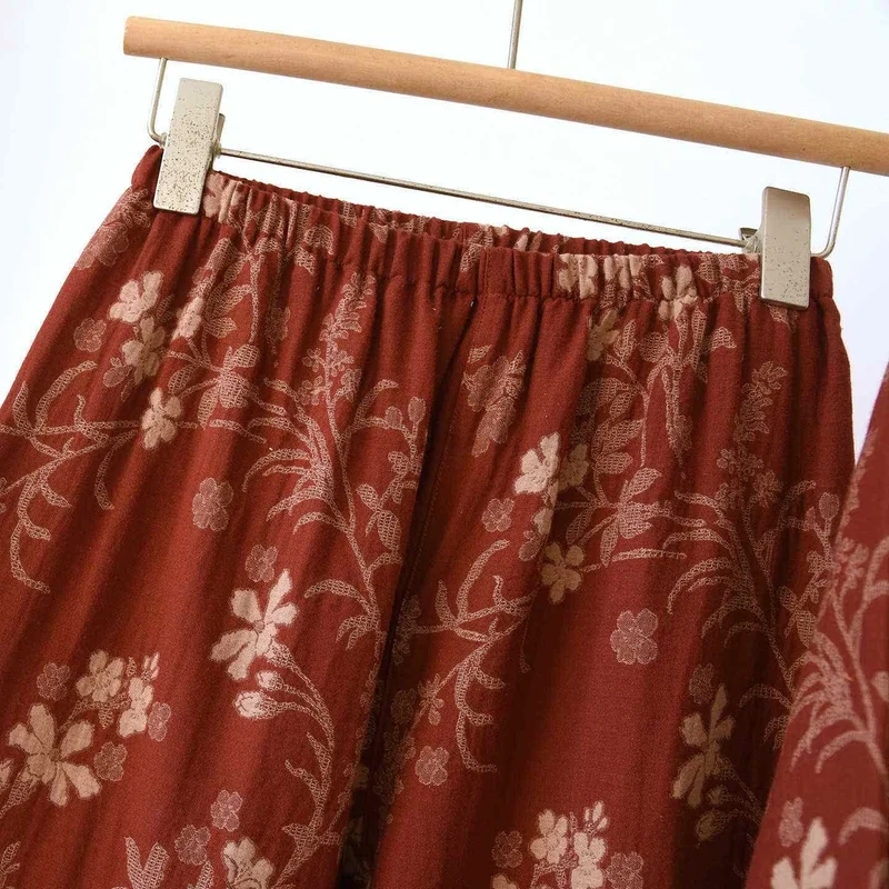 Pyjama aus Baumwollgaze mit Pflaumenblüten-Jacquardmuster
