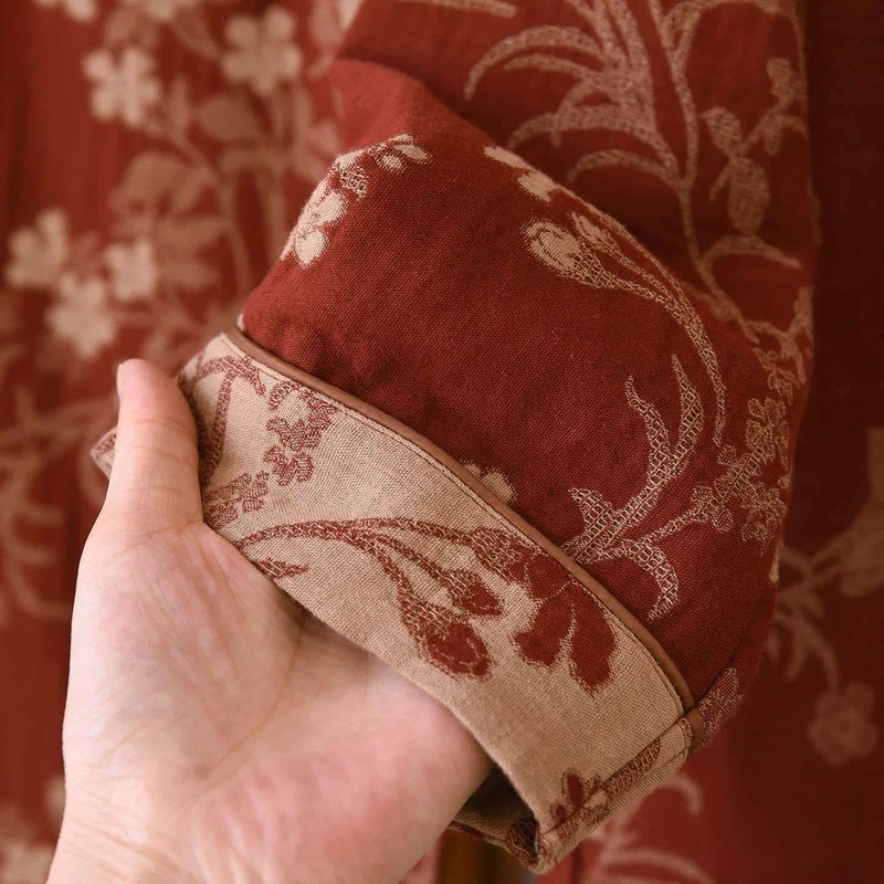 Pyjama aus Baumwollgaze mit Pflaumenblüten-Jacquardmuster