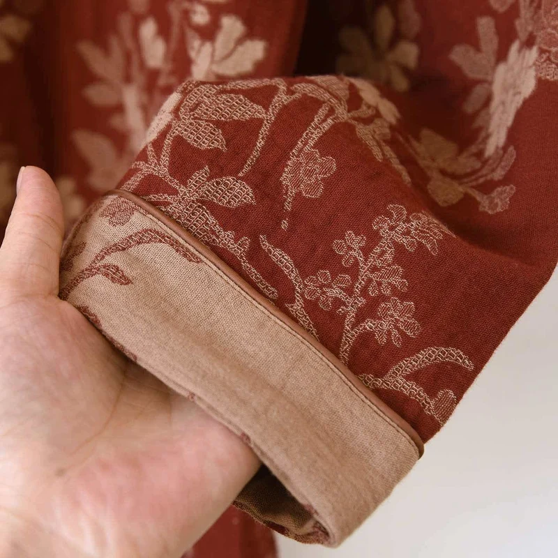 Pyjama aus Baumwollgaze mit Pflaumenblüten-Jacquardmuster