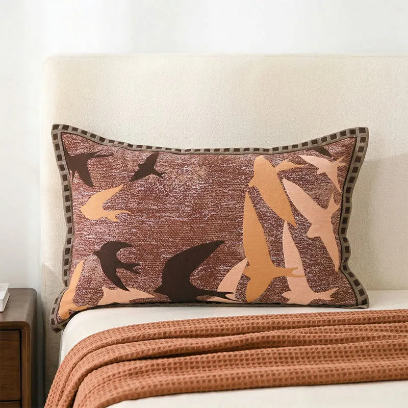 Kissenbezüge mit Vogel-Jacquard-Muster und Vintage-Knopfmuster (2 Stück)