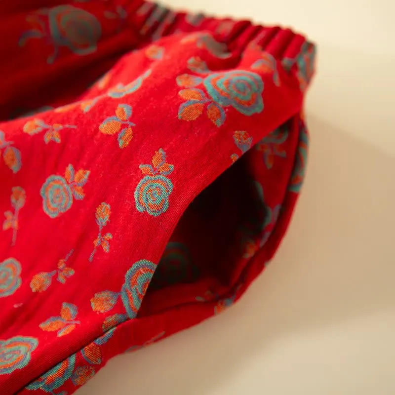 Orientalisches Vintage-Rosen-Baumwoll-Loungewear-Set
