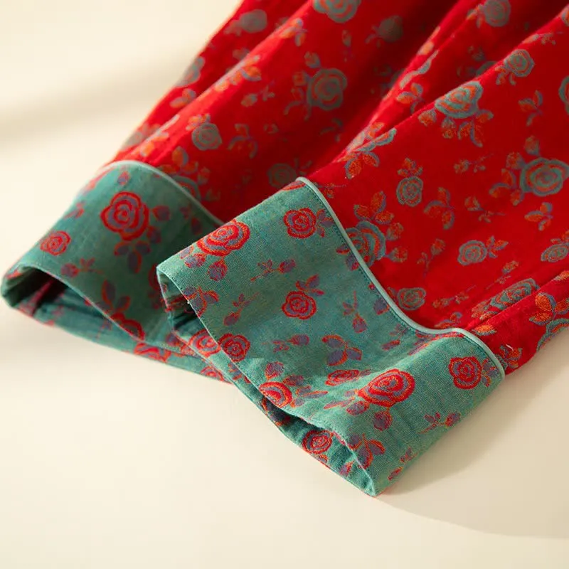 Orientalisches Vintage-Rosen-Baumwoll-Loungewear-Set