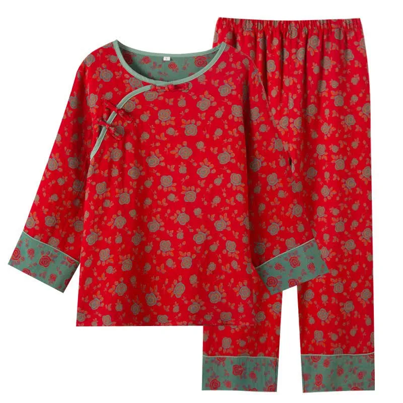 Orientalisches Vintage-Rosen-Baumwoll-Loungewear-Set