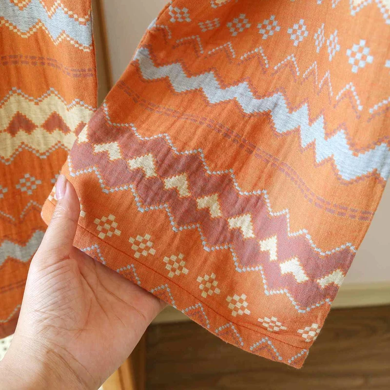 Vintage Wave Baumwoll-Loungewear-Set für Paare