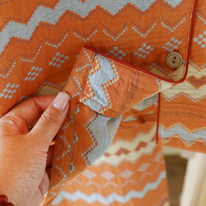 Vintage Wave Baumwoll-Loungewear-Set für Paare