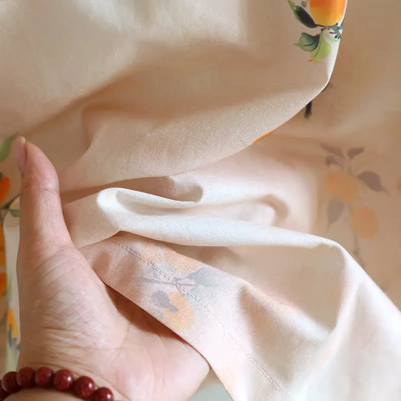Orientalisches Loungewear-Set aus gelber Baumwolle mit Beerenmuster