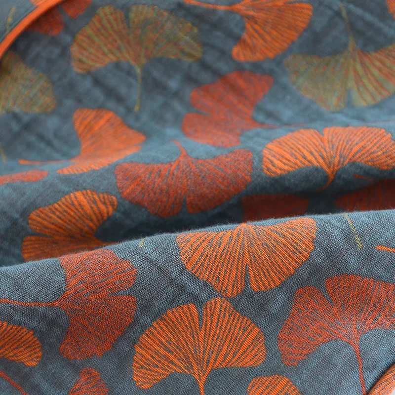 Loungewear-Set aus Baumwolle mit Ginkgoblatt-Knopf