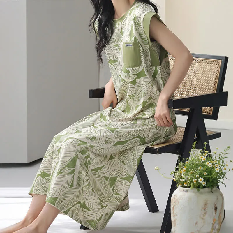 Ärmelloses Loungekleid aus botanischer Baumwolle