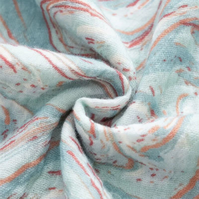 Blaues Camisole-Nachthemd mit künstlerischem Wellenmuster