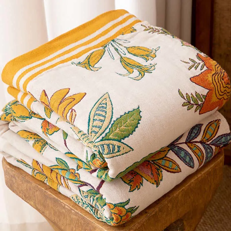 Sofadecke aus reiner Baumwolle mit lebendigem Blumenmuster